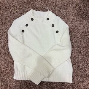 Women's White Button-Detail Sweater